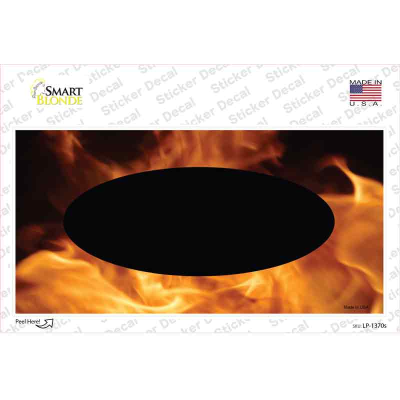Real Flame With Black Center Oval Novelty Sticker Decal