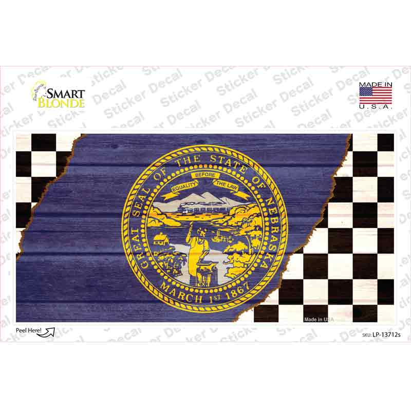 Nebraska Racing Flag Novelty Sticker Decal