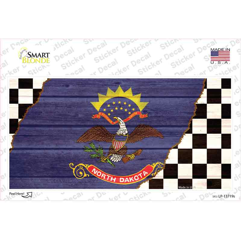 North Dakota Racing Flag Novelty Sticker Decal