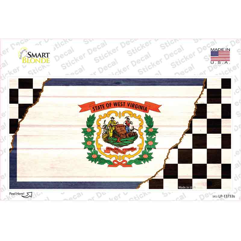 West Virginia Racing Flag Novelty Sticker Decal