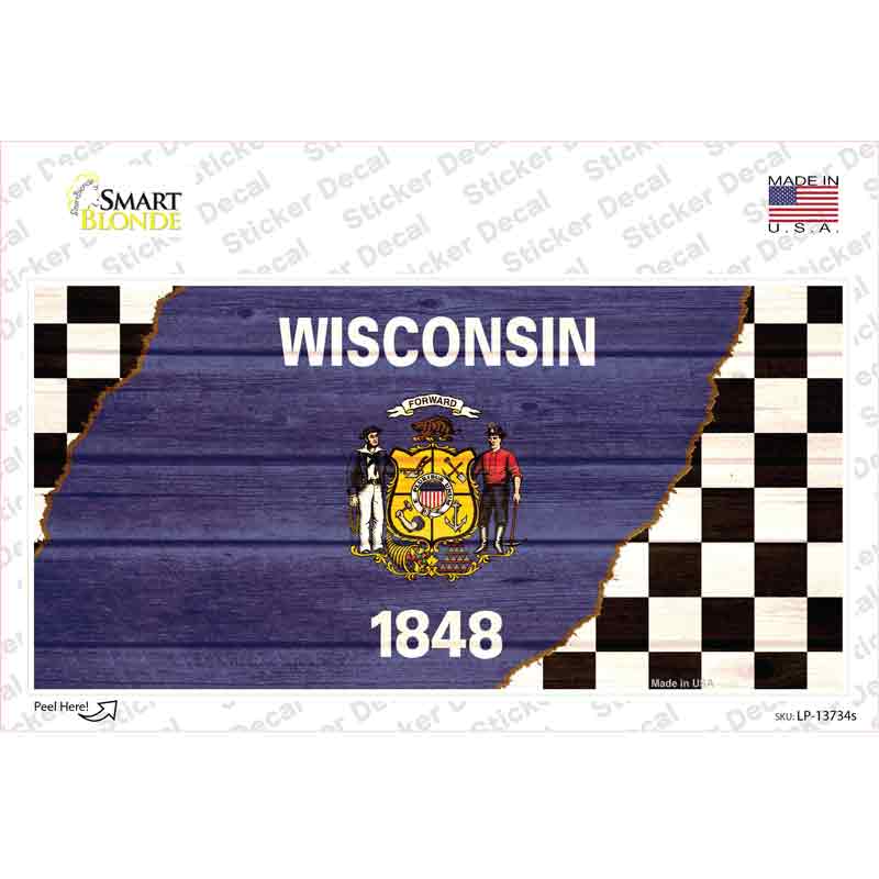 Wisconsin Racing Flag Novelty Sticker Decal