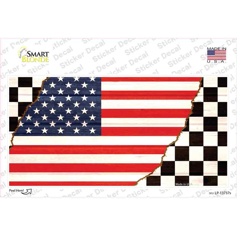 USA Racing Flag Novelty Sticker Decal