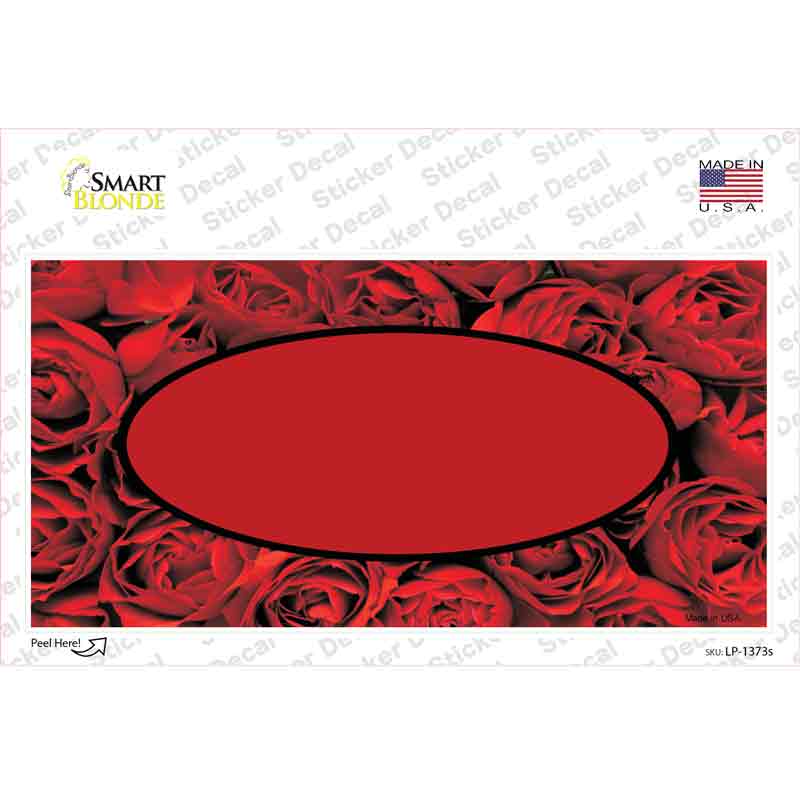 Red Roses With Red Center Oval Novelty Sticker Decal