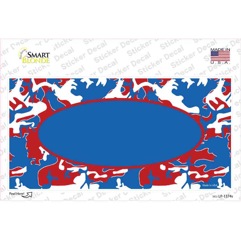 Patriotic Camouflage With Blue Center Oval Novelty Sticker Decal