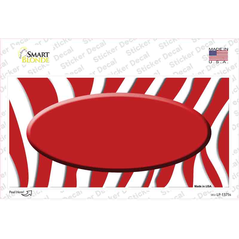 Red White Zebra Center Oval Novelty Sticker Decal