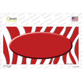 Red White Zebra Center Oval Novelty Sticker Decal