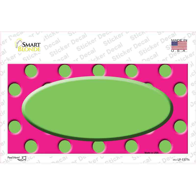 Lime Green Pink Polka Dot Lime Green Center Oval Novelty Sticker Decal