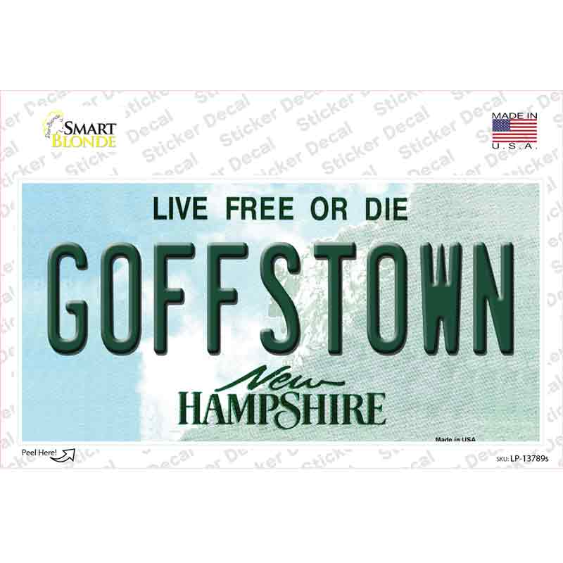 Goffstown New Hampshire Novelty Sticker Decal