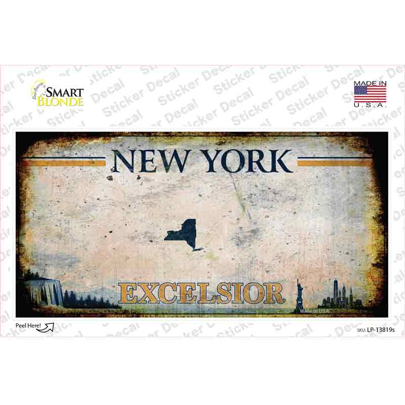 Excelsior New York Blank Rusty Novelty Sticker Decal