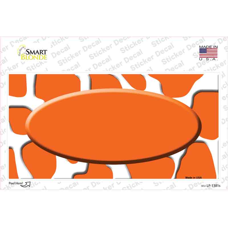 Orange White Giraffe Center Oval Novelty Sticker Decal