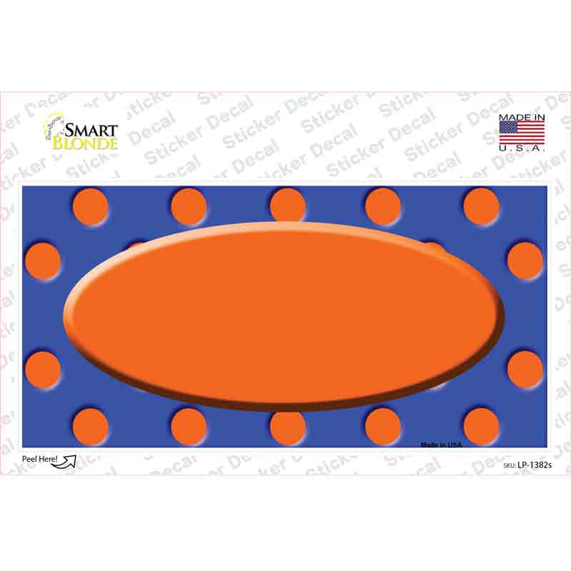 Orange Royal Blue Polka Dot Orange Center Oval Novelty Sticker Decal