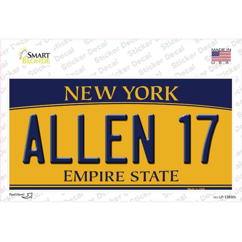 Allen 17 New York Novelty Sticker Decal