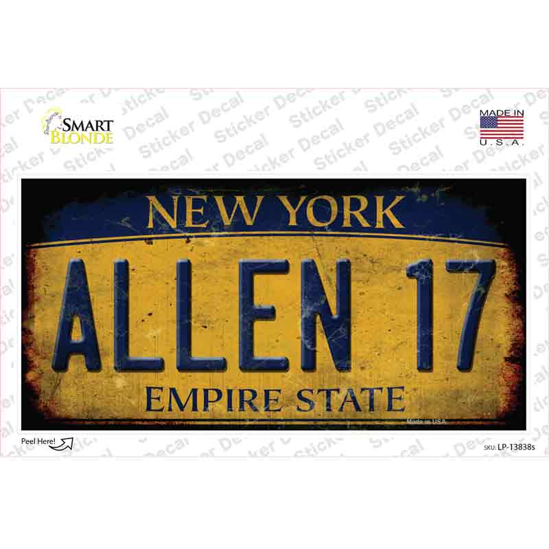 Allen 17 New York Yellow Novelty Sticker Decal