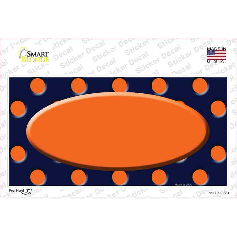 Orange Navy Blue Polka Dot Orange Center Oval Novelty Sticker Decal