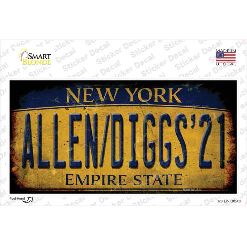 Allen Diggs 21 NY Yellow Rusty Novelty Sticker Decal