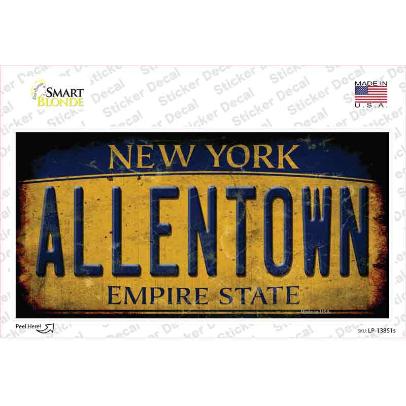 Allentown NY Yellow Rusty Novelty Sticker Decal