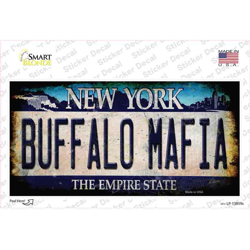 Buffalo Mafia NY Blue Rusty Novelty Sticker Decal