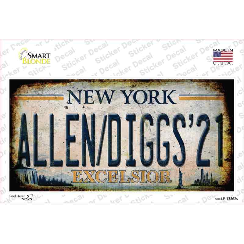 Allen Diggs 21 NY Excelsior Rusty Novelty Sticker Decal