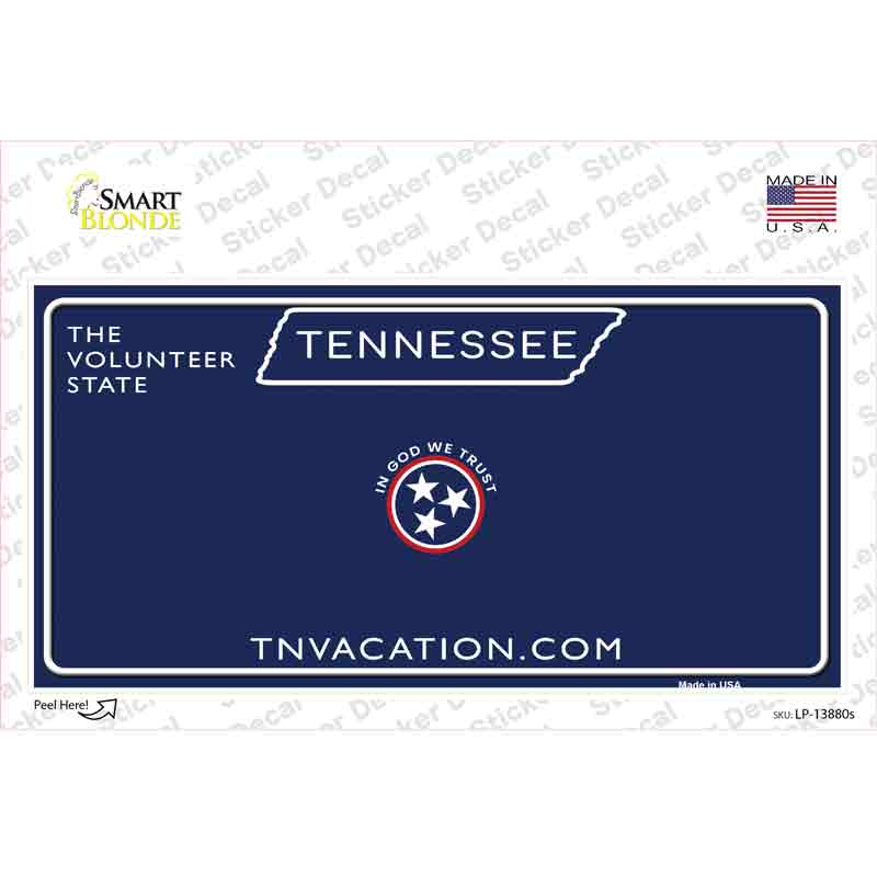 Blank Tennessee Blue Novelty Sticker Decal