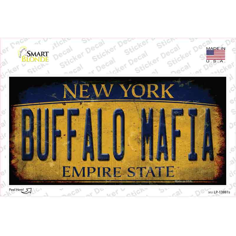 Buffalo Mafia NY Rusted Yellow Novelty Sticker Decal