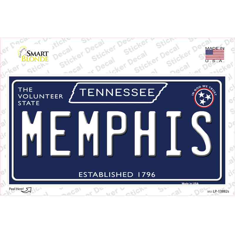 Memphis Tennessee Blue Novelty Sticker Decal