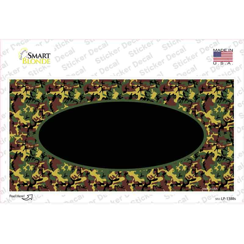 Green Camo Oval With Black Oval Center Novelty Sticker Decal