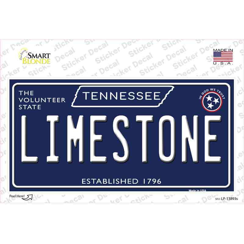Limestone Tennessee Blue Novelty Sticker Decal