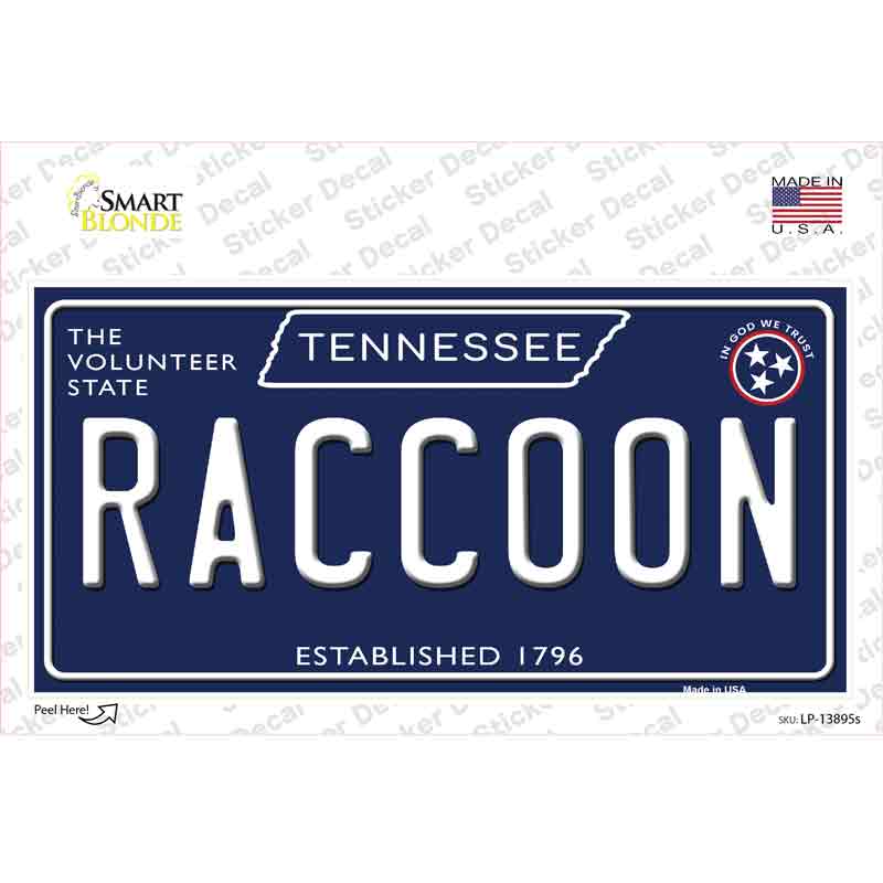 Raccoon Tennessee Blue Novelty Sticker Decal