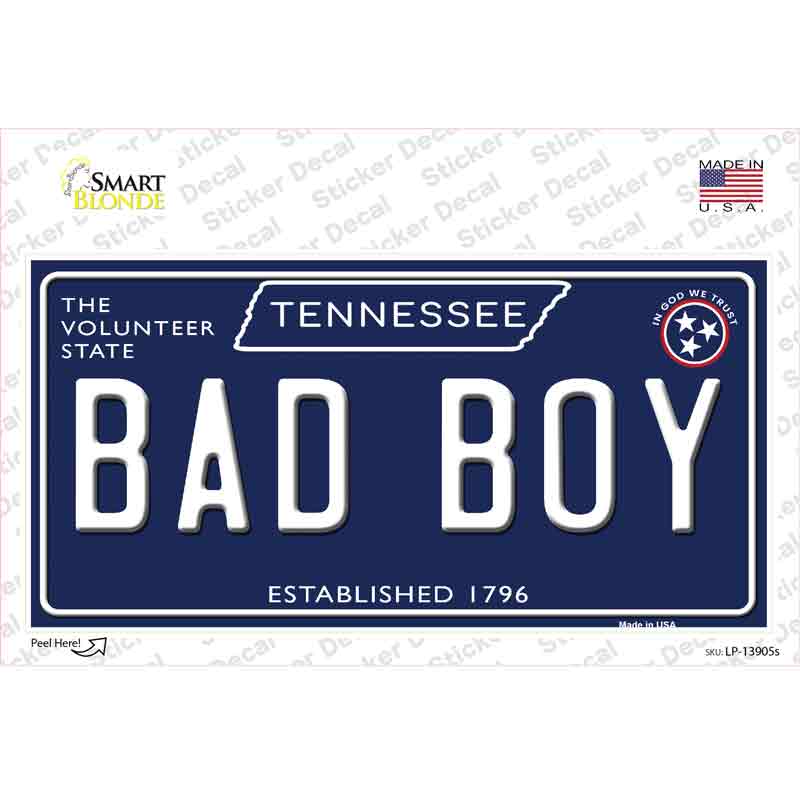 Bad Boy Tennessee Blue Novelty Sticker Decal