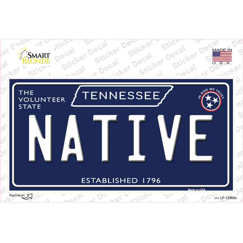 Native Tennessee Blue Novelty Sticker Decal
