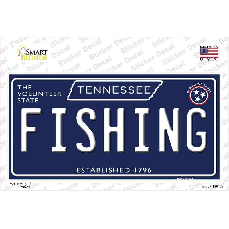 Fishing Tennessee Blue Novelty Sticker Decal