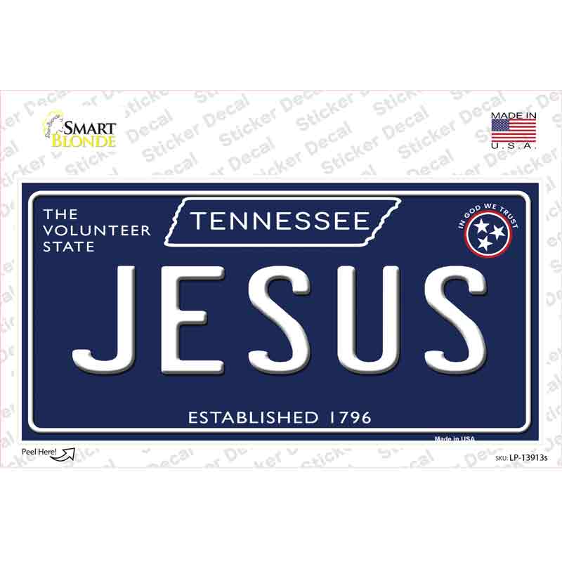 Jesus Tennessee Blue Novelty Sticker Decal