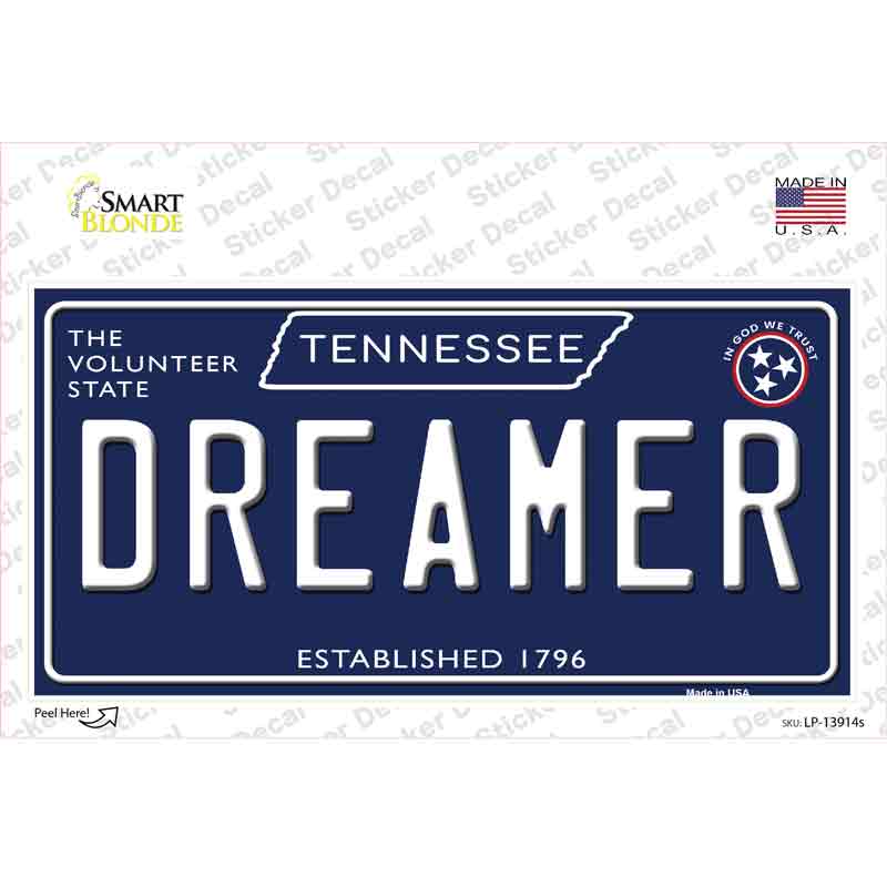 Dreamer Tennessee Blue Novelty Sticker Decal
