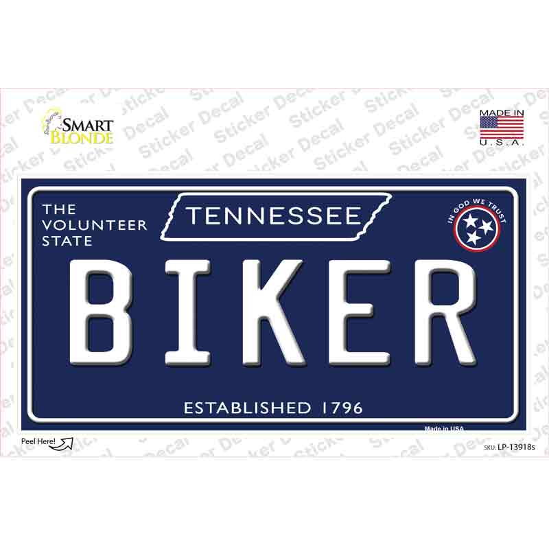 Biker Tennessee Blue Novelty Sticker Decal