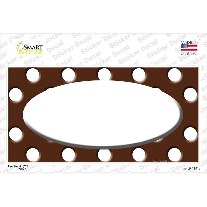 White Brown Polka Dot Center Oval Novelty Sticker Decal