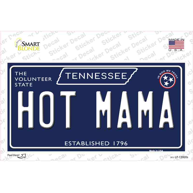 Hot Mama Tennessee Blue Novelty Sticker Decal