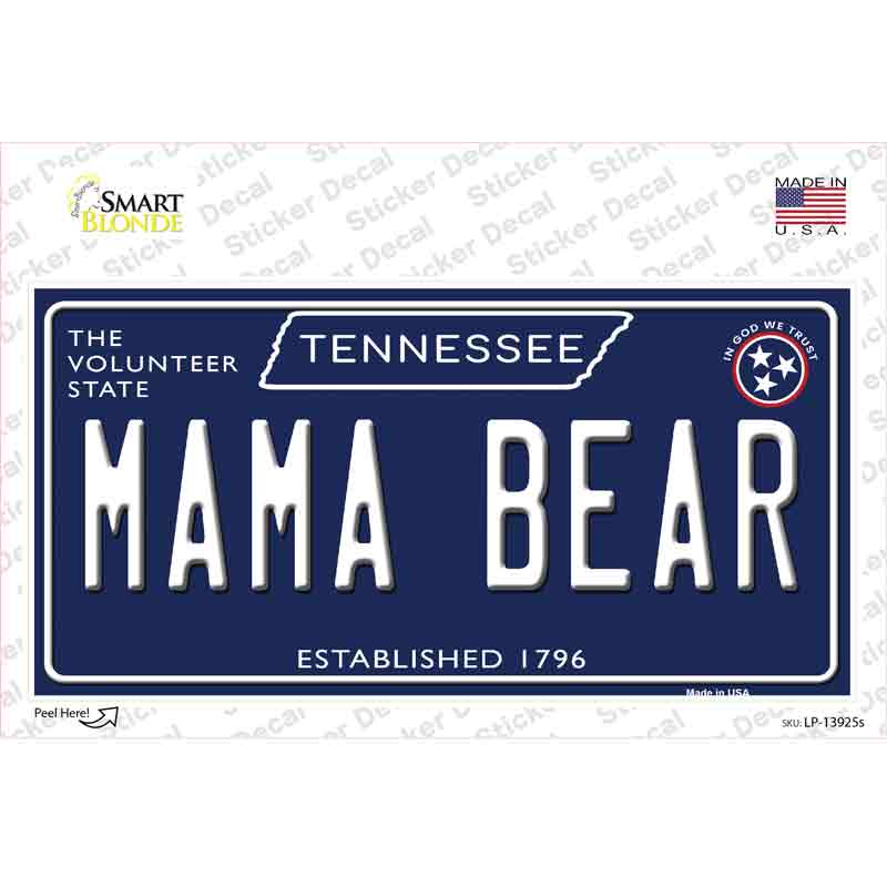 Mama Bear Tennessee Blue Novelty Sticker Decal