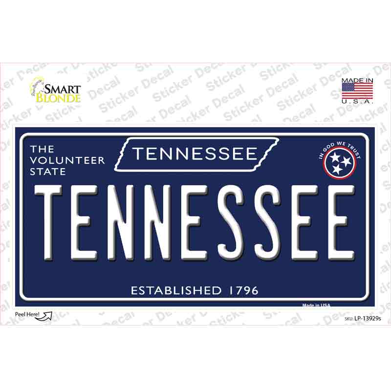 TN Tennessee Blue Novelty Sticker Decal