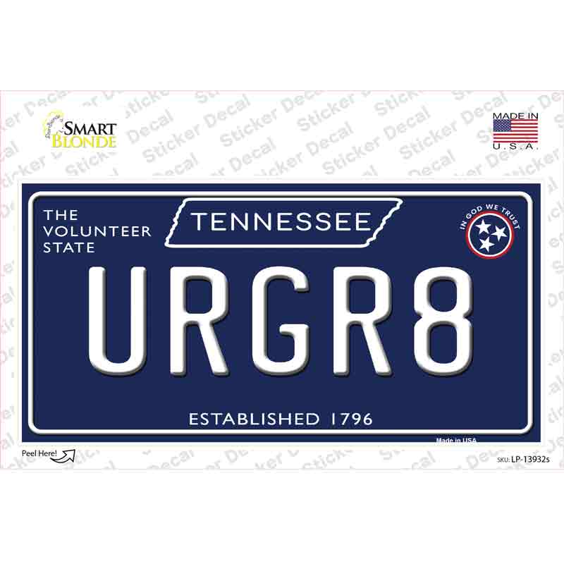 URGR8 Tennessee Blue Novelty Sticker Decal