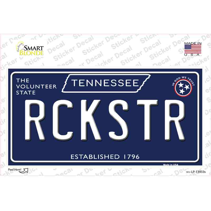 Rckstr Tennessee Blue Novelty Sticker Decal