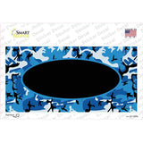 Blue Camo With Black Center Oval Novelty Sticker Decal