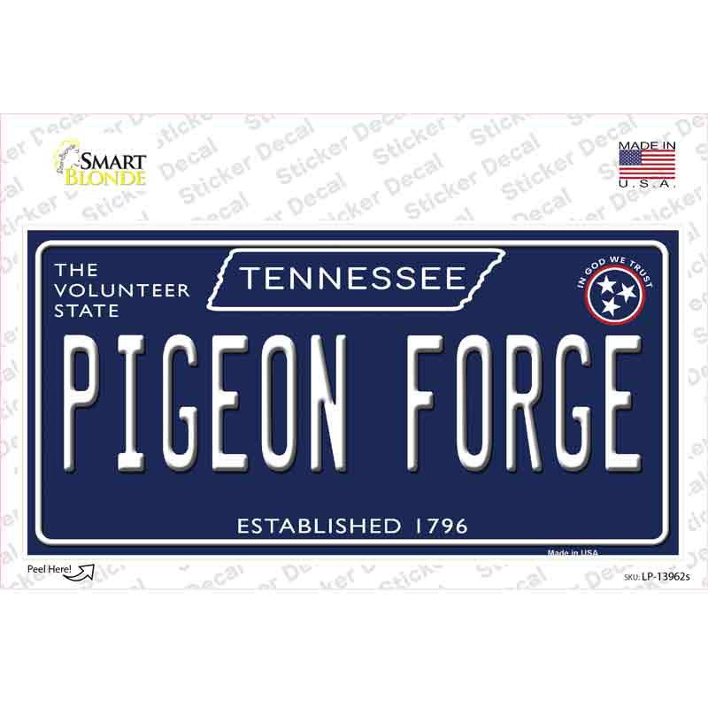 Pigeon Forge Tennessee Blue Novelty Sticker Decal