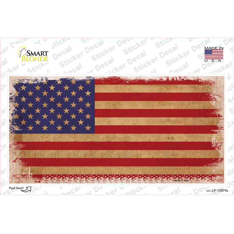 Grunge American Flag Novelty Sticker Decal