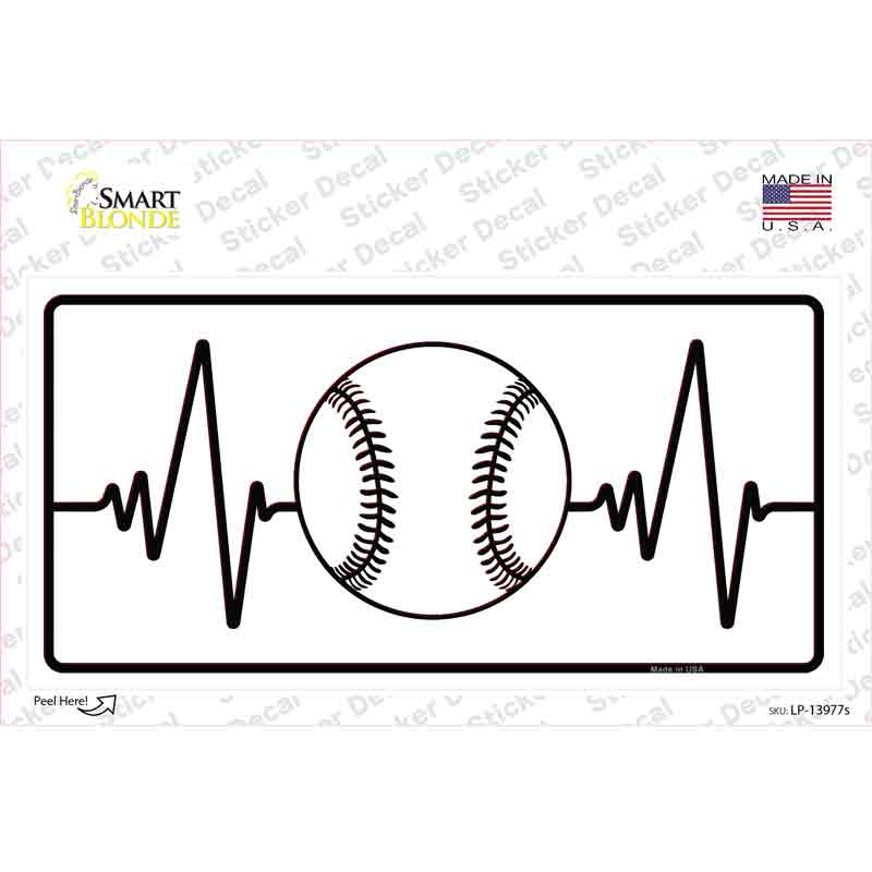 Baseball Heart Beat Novelty Sticker Decal