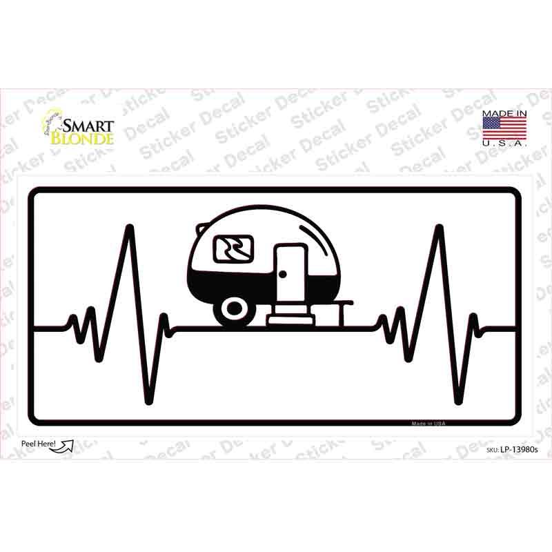 Camping Heart Beat Novelty Sticker Decal