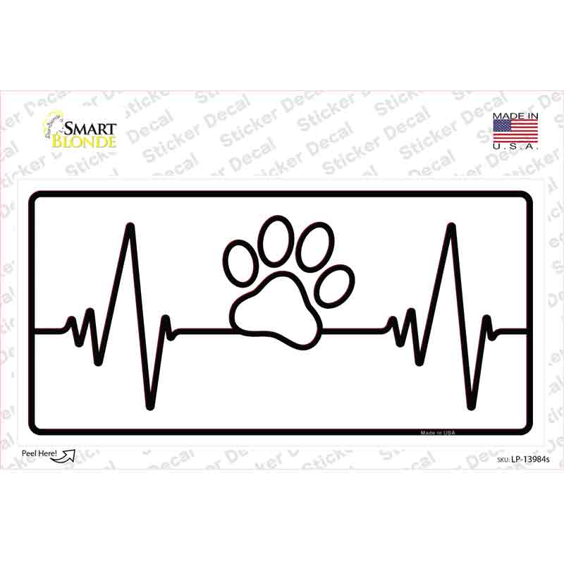 Paw Print Heart Beat Novelty Sticker Decal