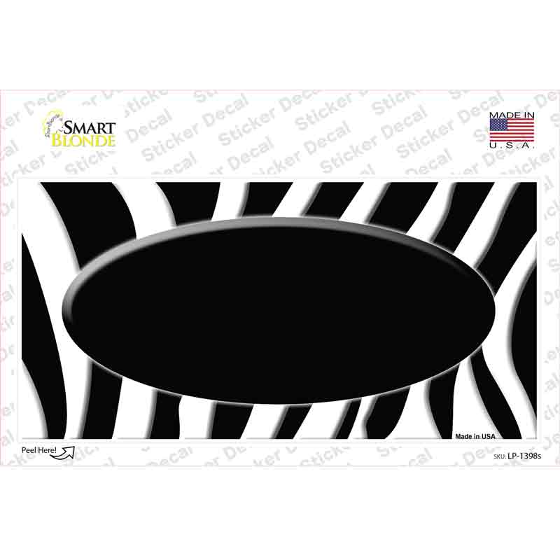 Black White Zebra Center Oval Novelty Sticker Decal