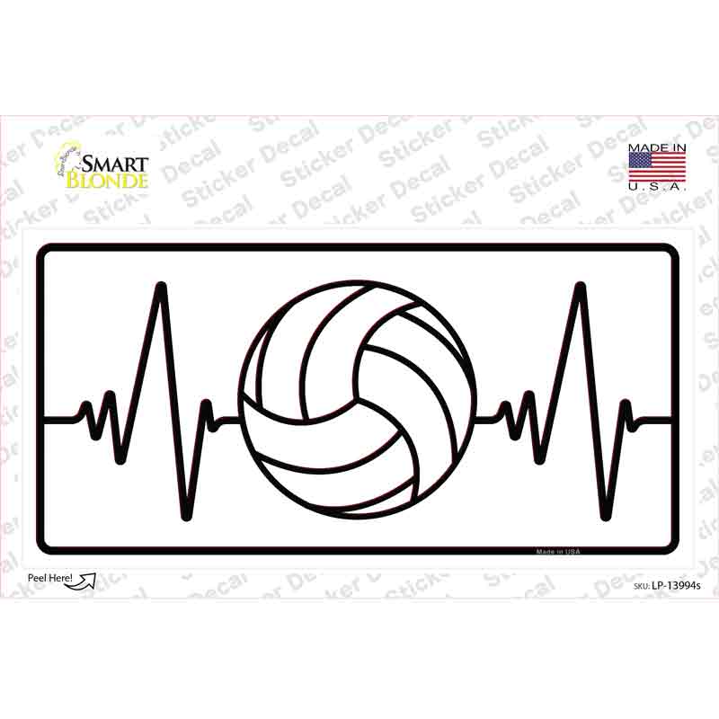 Volleyball Heart Beat Novelty Sticker Decal