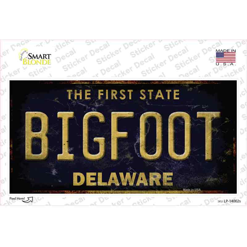 Bigfoot Delaware Novelty Sticker Decal