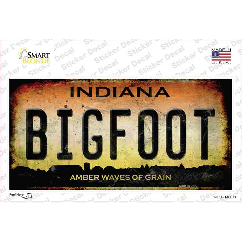 Bigfoot Indiana Novelty Sticker Decal